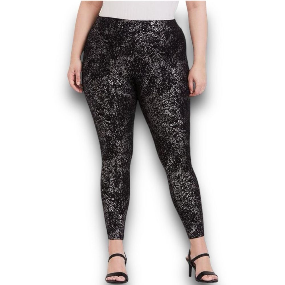 torrid Black & Silver Metallic Foil Leggings